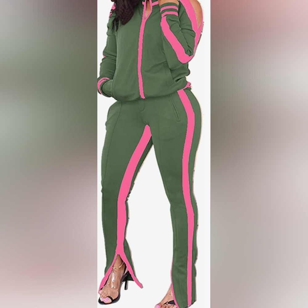 Fitted pink and green jogger